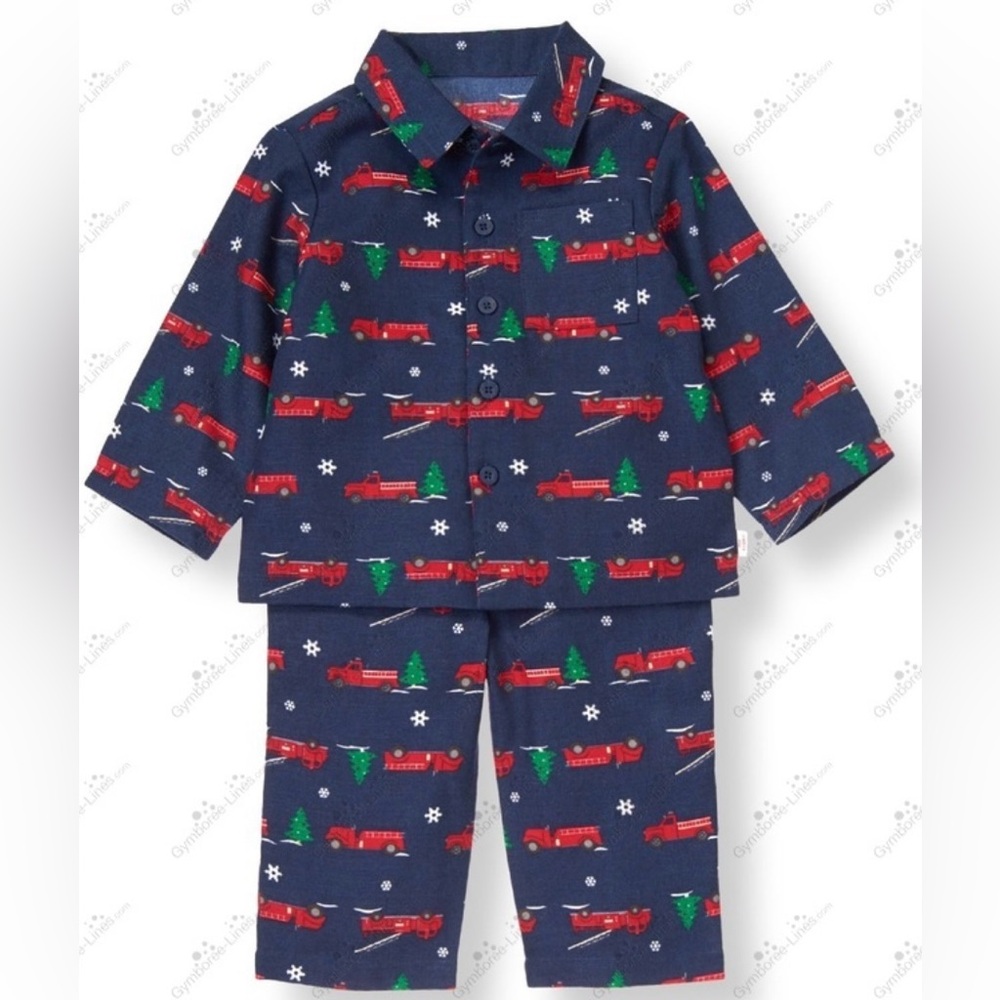 Janie and Jack “Holiday Fire Truck” pajama set. 6-12M. Never worn!